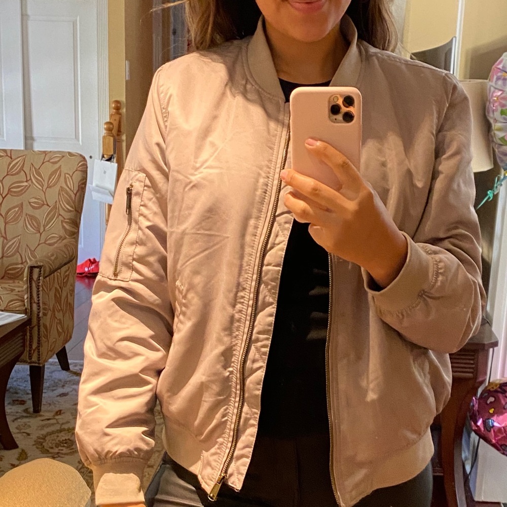 Gray Outer Wool Bomber Jacket